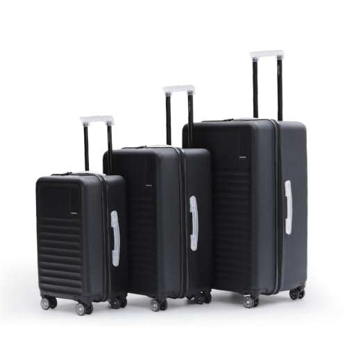 Luggage Set of 3|Cabin 40L + Check-in 70L + Large 105L|German Makrolon Polycarbonate Hardshell|TSA-Approved Lock|Silent Ninja Wheels|The Full Set!|Mokobara Aisle Trunk Luggage|Black(Money Moves)