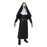 Spooktacular Creations Adult Men Scary Nun Costume for Halloween Dress Up Party, Role Play Cosplay Party Supplies Black-XL