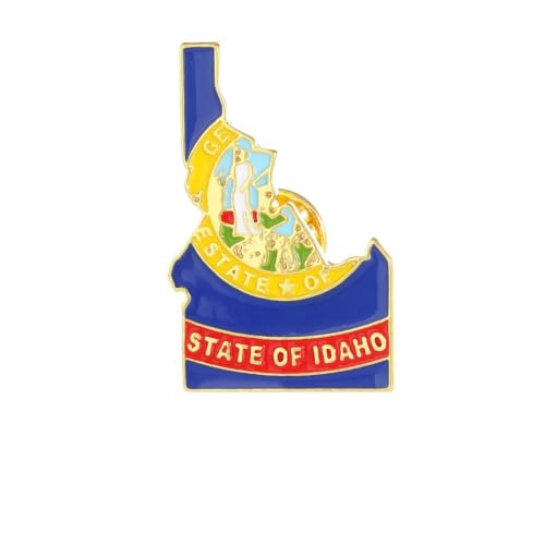 Idaho State Shaped Map Lapel Pin, Premium Brass Enamel Flag Brooch Badges, Patriotic Travel Souvenir Keepsake for Hat Backpack Bags Clothing