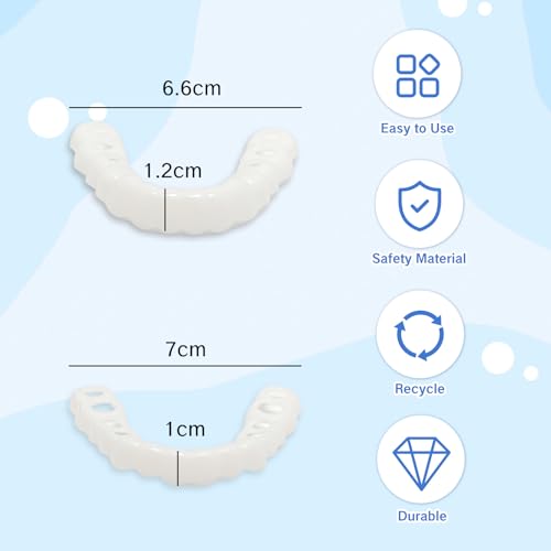 Image of 1 Pair Fake Dentures Teeth Covers for Men and Women Instant Dental Fix Easy to Use Snap-On Teeth Caps for Missing or Broken Temporary Smile Cover for Confidence and Comfort