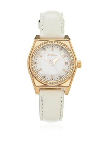 Montre à quartz pour femme Breil avec cadran argenté et finitions en cuir blanc véritable