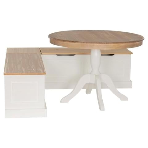 Riverbay Furniture Backless 2Tone Storage Nook n Round Table Natural/White Wood Cover