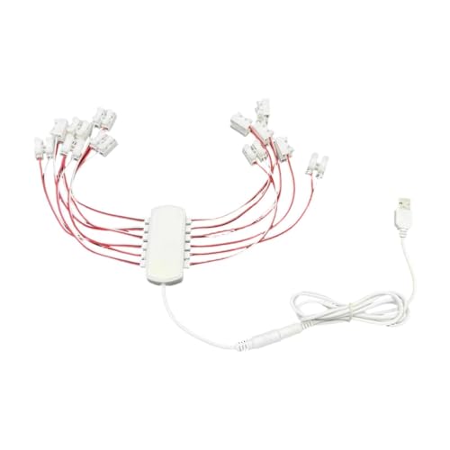 TTETTZ Fuente de Alimentación para Mini Lámparas Cableado Modelo Distribuidor Led USB Material PP Adecuado para Modelos Constructivos, Dioramas, 12 Puertos