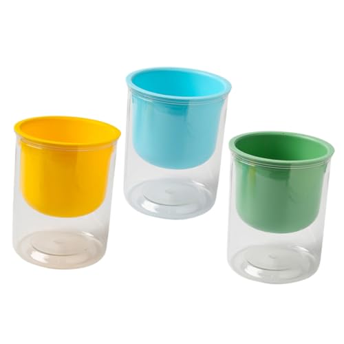 SEWACC Self Watering Plastic Planters for Indoor Succulents, 3pcs Set with Blue, Green, and Yellow Pots, Round Colorful Containers for Home Plant Nursery and Vegetable Growing