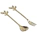 Łyżka pustyni, elegancki widelec do polerowania liści, zestaw łyżek, prosta łyżka do mieszania, trwała na Boże Narodzenie, urodziny, rocznicę, parapetówkę (złota)