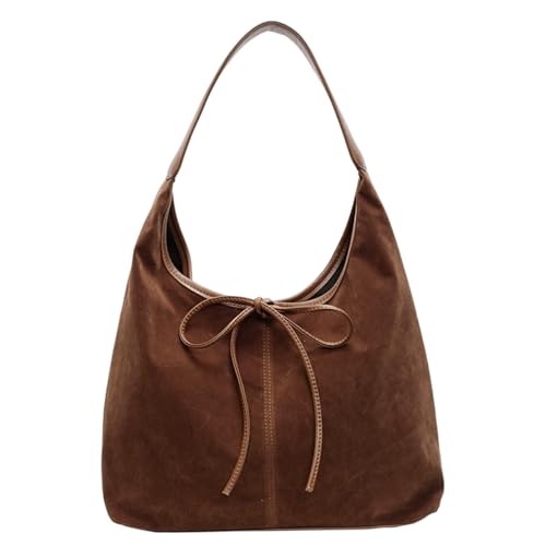 Sac fourre-tout en daim marron grand format vintage style chic