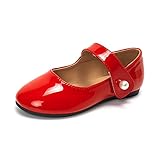 FUNKYMONKEY Toddler/Little Girl Mary Jane Dress Shoes Casual Slip on Ballet Flat (13 Little Kid, Red)