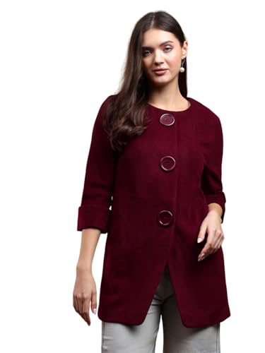 Image of KOTTY Womens Cotton Blend Standard Length Elegant Style Coat - Classic Style with Modern Detailing