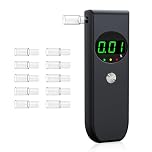 COCOCKA Breathalysers, Professional Alcohol Breathalyzer With LCD Digital Display, Portable Alcohol Breath Tester With 10 Mouthpieces for UK Home, Party& Personal Use (Black)