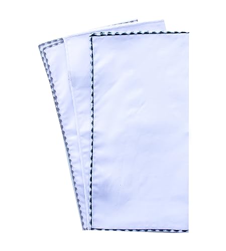 Image of 3-Pk Mens Cotton White Pocket Square with Color Border(10 Colors)