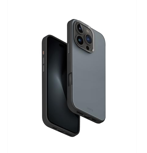 UNIQ Lyden DS – Coque de téléphone compatible avec iPhone 16 Pro (2024) 6.3, chargement MAGCLICK (bleu délavé/noir)