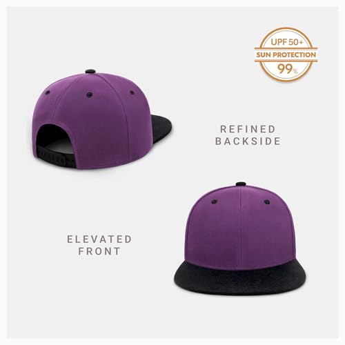 Image of CHOK.LIDS Flat Bill Visor Classic Snapback Hat Blank Adjustable Brim High Top End Trendy Color Style Plain Tone Baseball Cap