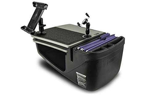 Image of AutoExec AE-GMCD-PI-PM-TAB-GT GripMaster Car Desk for Your Vehicle Workstation and Mobile Office, Grey with 400 watt Power Inverter, Phone Mount and Tablet Mount | 400 Watt Power Inverter, Phone Mount, Tablet Mount, Vehicle Workstation and Mobile Office