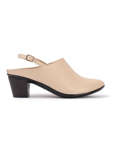 Image of Carlton London Women Comfortable Block Heel Round Toe Fashion Mule Shoes with Backstrap for Office, Casual and Formal Use