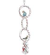 LeerKing Bird Rope Perches Parrot Hanging Perches Chewing Cage Toys Cotton Rope Swing Spiral Perc...