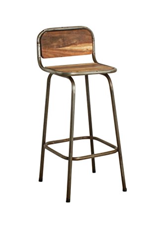Barhocker Barstuhl Vintage Akazie und Altmetall Handmade Loft Style -...