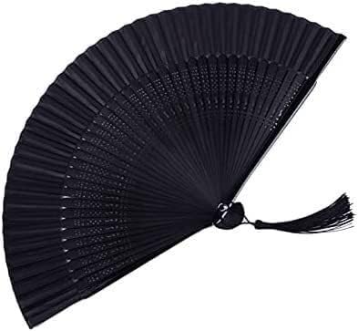 Ventaglio Pieghevole Nero In Seta - 2 Pezzi Con Custodia Per Danza E Decorazioni - Foto 4