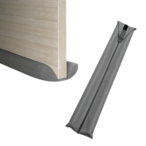 MOXVIO Home Double Under Door Draught Excluder, Water Proof Snow Proof 600D Oxford Fabric Door Draft Excluder, 70 to 90 cm Adjustable Door Draft Stopper, Premium Window Draught Excluder (Grey)