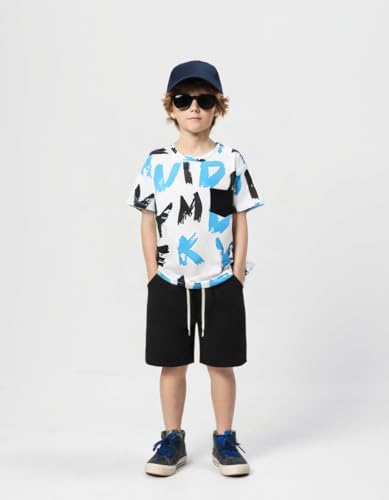 Image of Size 6-12 Years Boys Summer Fall Outfits Set 2PCS Short Sleeve T-Shirt & Shorts Sets Teen Fashion Clothing Sets