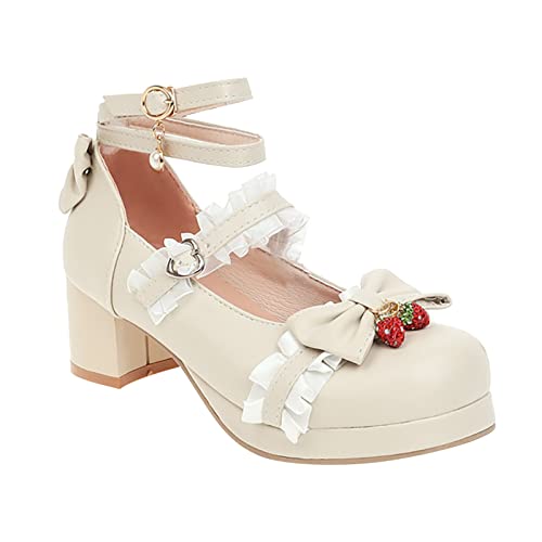 Girls Lolita Shoes Cute Bow Heels Shoes Dress Platform Strappy High Heels Kawaii Mary Jane𝐬 Shoes Toddler Girl Size 8