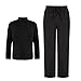 Ryannology Men 2 Piece Linen Sets Outfits Drawstring Pants Button Down Long Sleeve Shirts Casual Beach Wedding Fashion Sets