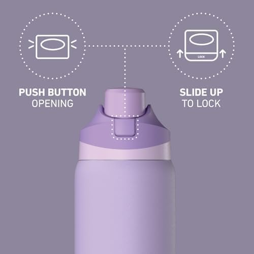 Hydrapeak Oasis 32 oz Water Bottle with Chug Lid, Stainless Steel Insulated Water Bottle For Men and Women, Lavender | Insulated - Image 9