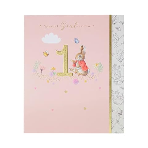 UK Greetings 1st Birthday Card for Girl - Cute Birthday Card for Girl - Peter Rabbit 1st Birthday Card - Age 1 Birthday Card for Girl - A Special Girl is 1!, Multi, (723657-0-1) Cover