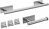 Set porta Asciugamani da Bagno Completo Adesivo, include Porta Asciugamani, Porta Rotolo Carta Igienica, tre Ganci Appendi Asciugamani, Accappatoio, Salvietta, in Acciaio Inossidabile, Accessori Casa