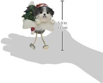 Miniatura 2 de Adorno de Shih Tzu con patas colgantes únicas pintadas a mano y fácilmente personalizadas, adorno de Navidad