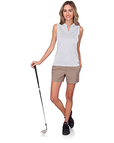 Image of Three Sixty Six Womens Quick Dry Polo Shirt - Sleeveless and Collarless Golf Shirts w / 4-Way Stretch Fabric and UV Protection