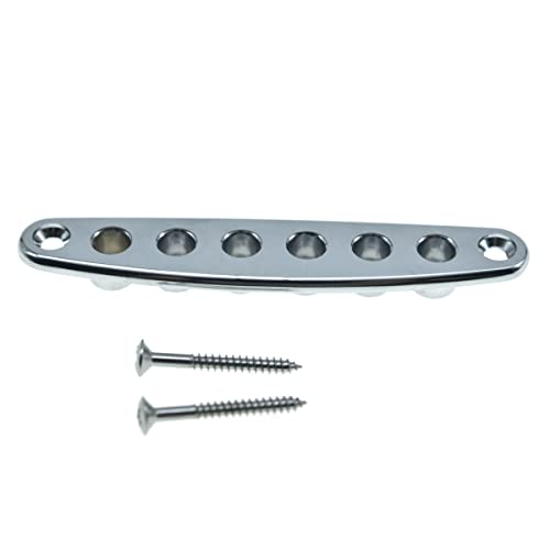 Dopro Guitar Bridge String Thru Body Ferrule Plate Guitar String Ferrules Plate String Bushing Plate for Electric Guitar Chrome