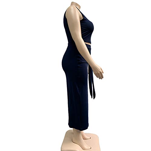 Image of Plus Size Women 2 Piece Outfits Sets Sexy Tracksuit Midi Dress,Sleeveless Tank Top Bodycon Skirts Set Casual Summer