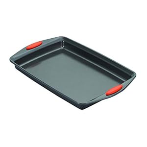 Rachael Ray Nonstick Bakeware with Grips Nonstick Cookie Sheet Baking Sheet 11 Inch x 17 Inch Gray with Orange Grips
