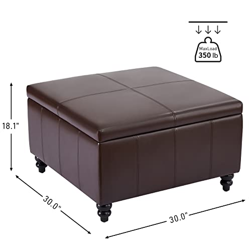 Huimo Square Storage Ottoman,Ottoman Coffee Table With Storage,Oversized Ottoman ,Tufted Storage Ottoman For Living Room (Brown) #TOP1