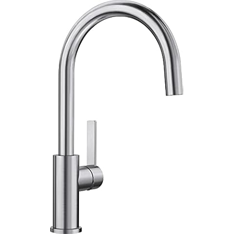 Blanco 523120 Candor Steel Kitchen Sink tap with a Fixed spout steel-523120, Brushed Stainless Steel, Hochdruck Cover