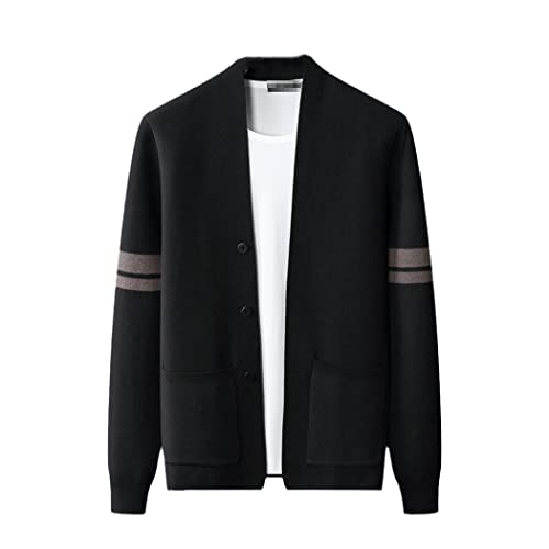 Pull manteau homme en laine contre le froid de l'hiver veste en tricot noire douce style lâche