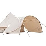 S'more(スモア) Bello Arch Tarp タープテント アーチ タープ テント アーチ型 収納バッグ付き ポリコットン キャンプ テント 240×375cm おしゃれ 撥水加工 UVカット UPF50+ アウトドア 日除け バーベキュー 通気性 吸湿性 撥水 難燃 UPF50+ 抗菌】 (BEIGE, 240×375cm)