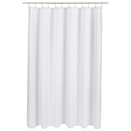 Image of Amazon Basics Linen Style Bathroom Shower Curtain, 100% Polyester, 72 inch x 72 inch, Bright White (Pack of 8)