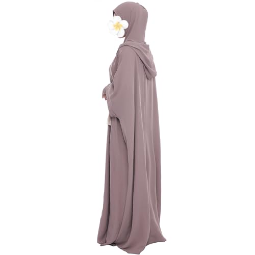 khalat Muslim Prayer Dress Abaya Solid One-Piece Hoodie Abaya Dress for Women Long Maxi Dress Islamic Dubai Jilbab - Image 4