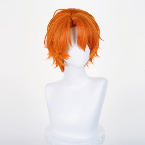 Image of LABEAUTE Unsex Cosplay Wig for Men Woman for Short Straight Cosplay Wig with Bangs for Anime Heat Resistant Hair for Party and Halloween (Short Orange Wig)