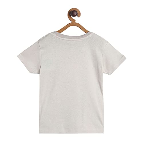 Image of miniklub Boys Off White Yellow Typography Printed Applique Cotton Pure Cotton T-Shirt