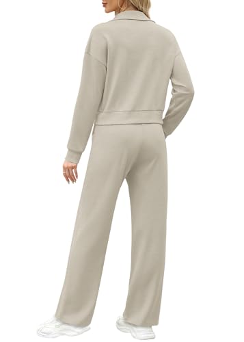 Image of XIEERDUO Lounge Sets for Women 2025 Sweatsuit 2 Piece Outfits Sweatshirt Wide Leg Sweatpant Tracksuit Matching Set