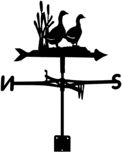 Bazac Metal Weathervane Two Ducks Wind Vane Measuring Tool Stainless Steel Wind Direction Indicator Kit, Wind Direction Indicator Farm Scene Home Measuring Tool Crafts Ornaments #TOP23