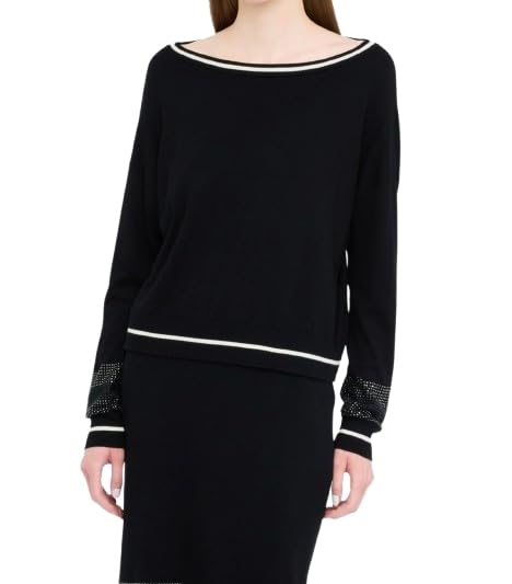 Liu Jo Maglia Donna (IT, Testo, M, Regular, Regular, Nero/Bianco Latte E26LJ25 TF5210 MS49I 03N66)