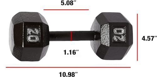 Image of amazon basics Cast Iron Hex Dumbbell Weight - 11.2 X 4.5 X 3.9 In, 9 Kg, Black