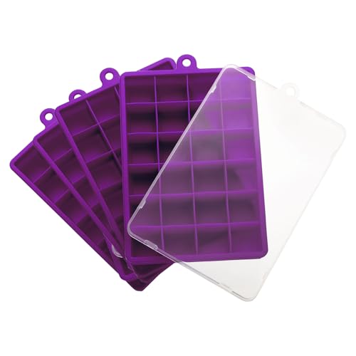 Set de 4 moldes de silicona para cubitos de hielo con tapa morada miniatura 1