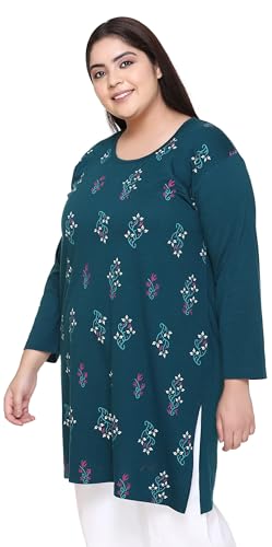 Image of In Love Women's Plus Size Printed Long Tops, Round Neck 3 /4 Sleeve Relaxed Fit Longline T-Shirt Tunic