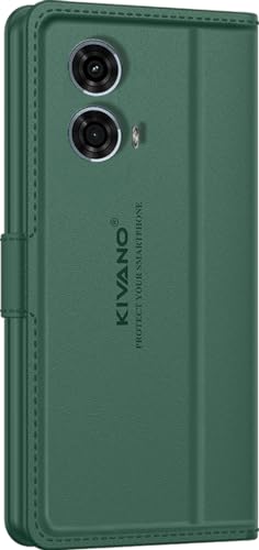 Image of KIVANO LUXE Compatible for Motorola G24 Power Luxury Handmade Leather Magnetic Flip Folio Case | Card Holder & Kickstand | Slim Protective Cover | Unisex - Green