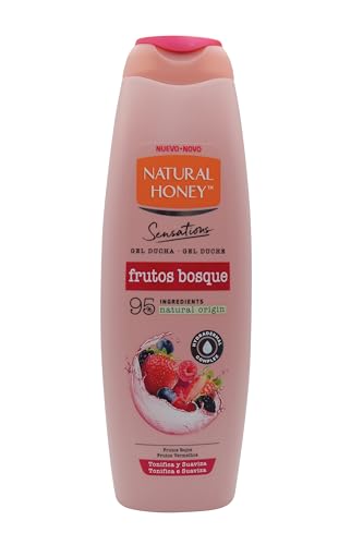 Natural Honey, Gel de Ducha de Frutos Rojos Antioxidante y Energizante, con Hydradermal Complex para una Piel Tonificada y Suave, Ingredientes de Origen Natural, Línea Sensations, 650 ml