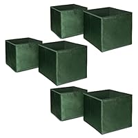 OHS Pack of 6 Matte Velvet Storage Boxes Set Home Bathroom Clothing Collapsible Foldable Toys Pop Up Folding Cube Box, Forest Green